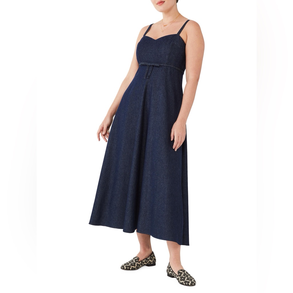 Kate Spade Navy Blue Maxi Dress With Sweetheart Neckline